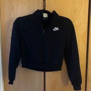 Nike Black Cropped Half-Zip Pullover with White Swoosh(item19)